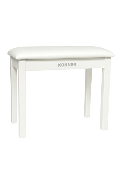 KÖHNER Ahşap Ayaklı Kaliteli Piyano Taburesi - Beyaz