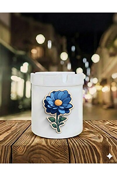 sartre art Mavi Çiçekim cu imprimeu Scrumieră din porțelan Söndür-At, fără mi...