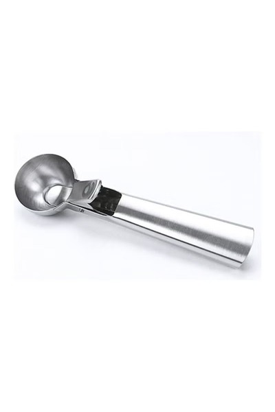 Generic Ice cream scoop with stainless steel plunger, silver, 18.5 x 4.5 x 4.5 cm