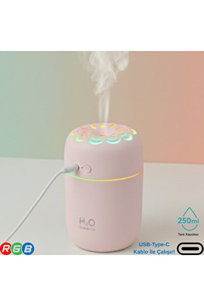 VOREX 250ML RGB Işıklı Süper Sessiz Type-C Mini Hava Nemlendirici & Aroma Dif...