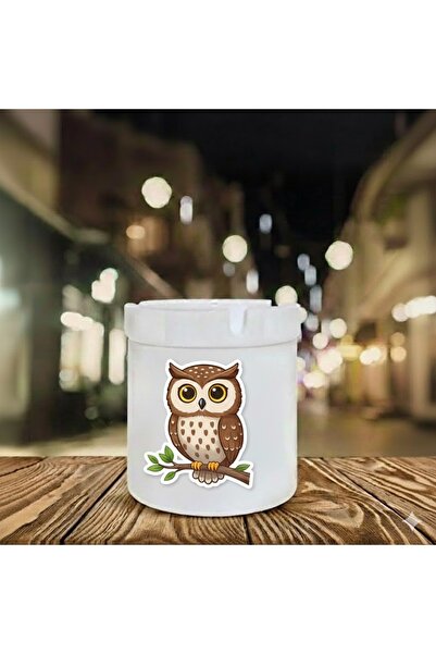 sartre art Baykuşş cu imprimeu Scrumieră din porțelan, fără miros, pentru căd...