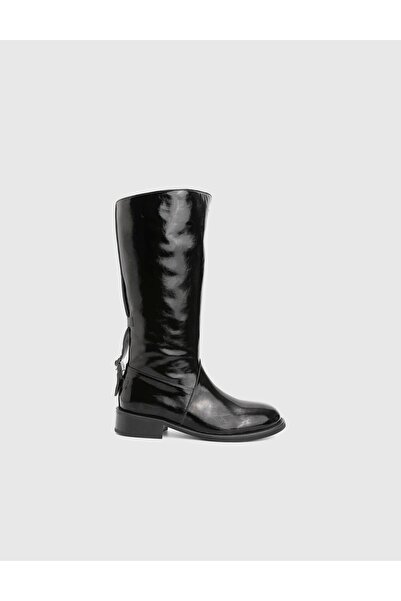 İLVİ Giviti Genuine Patent Leather Black Women's Boots