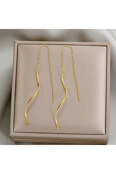 Choice A Stainless Steel Long Tassel Earrings For Women Elegant Simple Gold C...