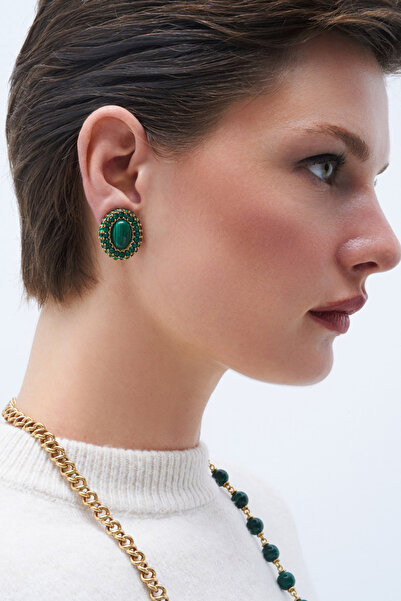 Mon Reve Forest Pulse Malahit Clip-On Earrings