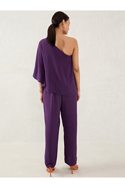 Femmella By Styli Purple One Shoulder Top and Trousers Co-Ords