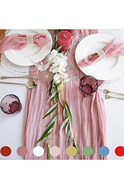 Generic Violet Pink Gauze Table Runner90×400cm, Boho Style Wedding Bridal Baby Shower Party Table Decor