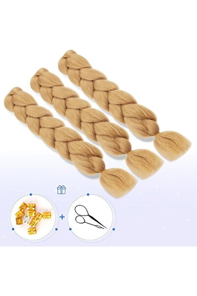 OEM Braided hair extensions, 3 pieces blonde braided hair 60cm