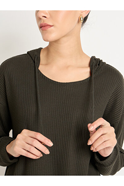 Femmella By Styli Olive Waffle Knit Hoodie and Joggers Co-Ords