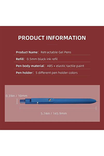 JZS Gel Pens 5 Pcs 0.5mm Black Ink Vintage