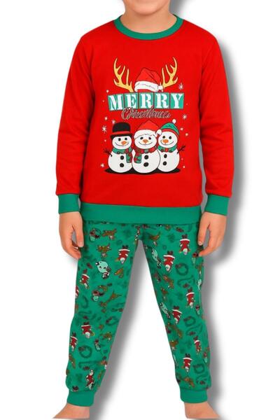 Trend Baby Kids Boy's New Year Motif 100% Cotton 2-Piece Set Red