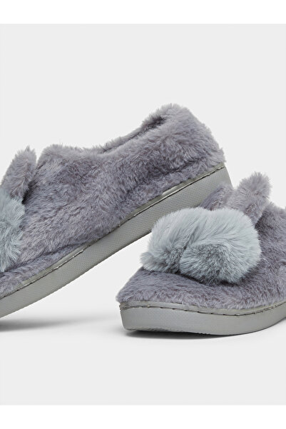 Take Two By Styli Solid Plush Cute Rabbit Bedroom Slippers