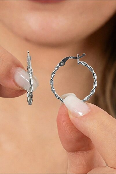 Söğütlü Silver 925 ayar gümüş küpe çift burma şarnel halka küpe SGTL13158RODAJ