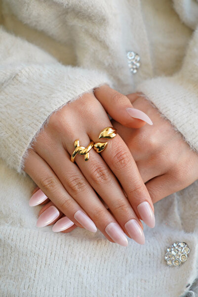 The Collection Set of 2 Modern Curved Vintage and Rope Form Vip Gold Rings