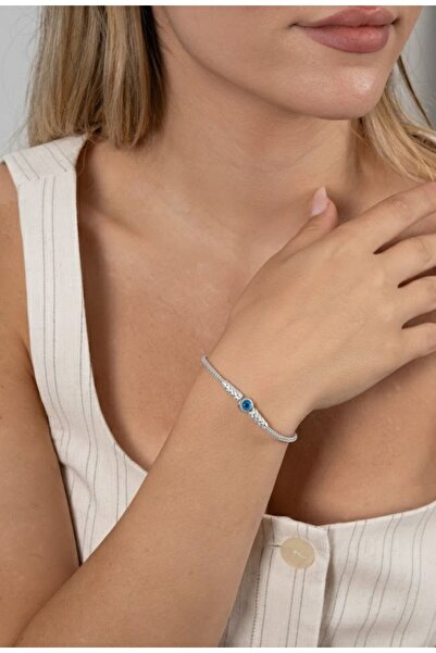 Söğütlü Silver 925 ayar gümüş bileklik nazar boncuklu el işi kazaziye bilekli...