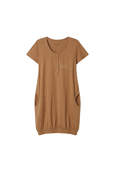 ESOTIQ Women's Sleep Dress Night Shirt Nightgown Classic 100% Cotton Subtle Pattern | Morning