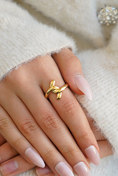 The Collection Set of 2 Modern Curved Vintage and Rope Form Vip Gold Rings