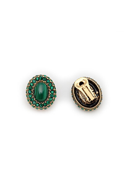 Mon Reve Forest Pulse Malahit Clip-On Earrings