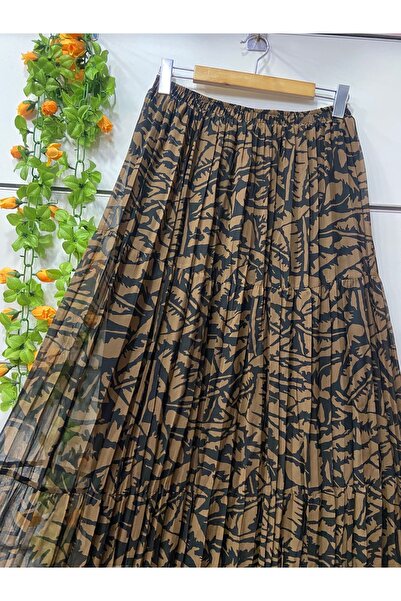 edu collection Patterned Three-Layer Chiffon Skirt with Lining
