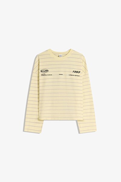 Bershka Uzun kollu oversize baskılı tişört