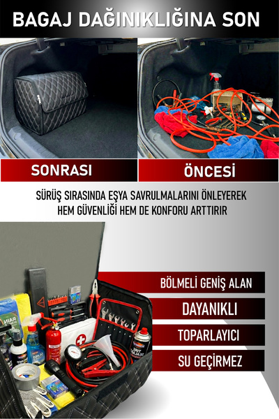 stiloto Auto Trunk Bag Leather Organizer – Car Trunk Organizer, Waterproof Stylish Design