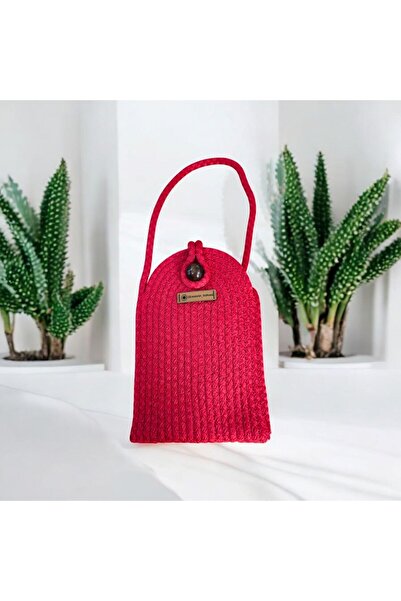 NznHobi El Emeği Omuz Çapraz Askılı Tress İp Ve Kordon İp Telefon Çantası