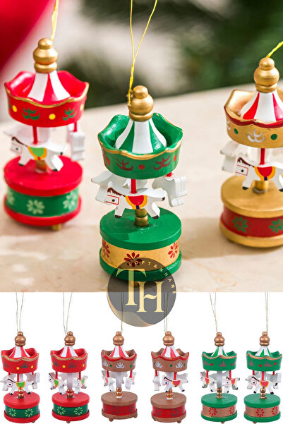 harrols Merry Christmas Wooden Carousel Horse Ornaments Mini Beautiful Wooden Christmas New Year Set of 6