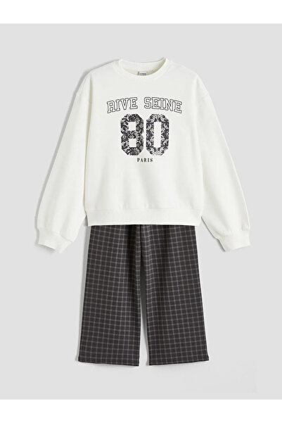 LC Waikiki Crew Neck Girls Sweatshirt and Pants