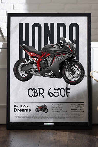 Duvarda Poster cu ramă din lemn negru Honda CBR 650F, pictură murală cu motoc...
