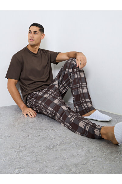 Styli Relaxed Fit Checked T-Shirt and Long Pyjama Set