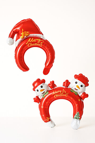 Charmira Store Yılbaşı Taç Balon Seti Çiftlere Özel – Noel Baba Şapka ve Kard...