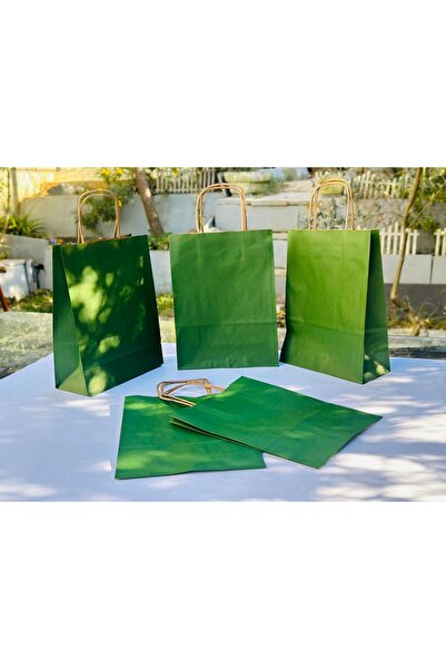 Orbak Kağıt 1. Ποιότητα 18x8x24 εκ. Πακέτο με 5 χάρτινες τσάντες Kraft πράσιν...