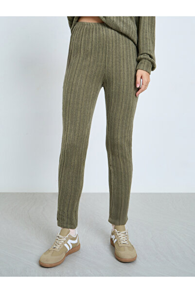 Take Two By Styli Olive Ribbed Hoodie and Leggings Co-ords