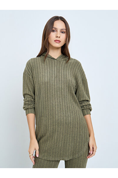 Take Two By Styli Olive Ribbed Hoodie and Leggings Co-ords