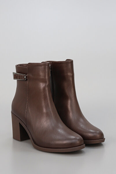 kajal ayakkabı BLN SY410 Büzgülü Toka Detay Yüksek Tabanlı Kısa Bot