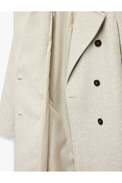 Koton Trench cu mâneci lungi cu buzunare cu două rânduri de nasturi cu centură