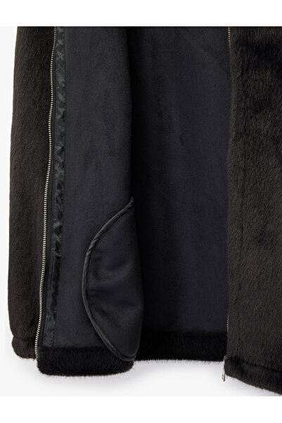 Koton guler ridicat Jachetă cu mânecă lungă din blană artificială supradimensionat cu fermoar