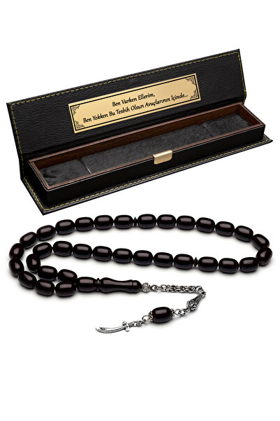 OTTOTESBİH Men's Gift Zulfiqar Sword Fire Amber Prayer Beads