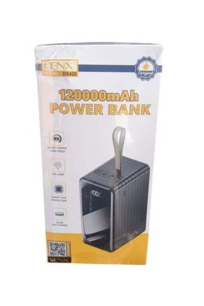 Denx Power Bank Large Capacity 120000 mAh with 22.5W Output and USB Type-C Port