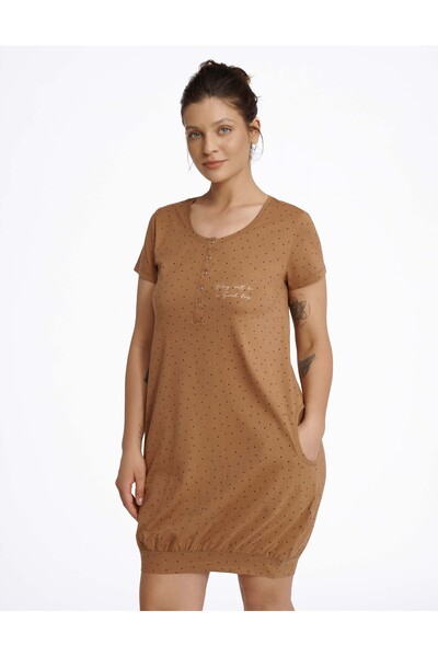 ESOTIQ Women's Sleep Dress Night Shirt Nightgown Classic 100% Cotton Subtle Pattern | Morning