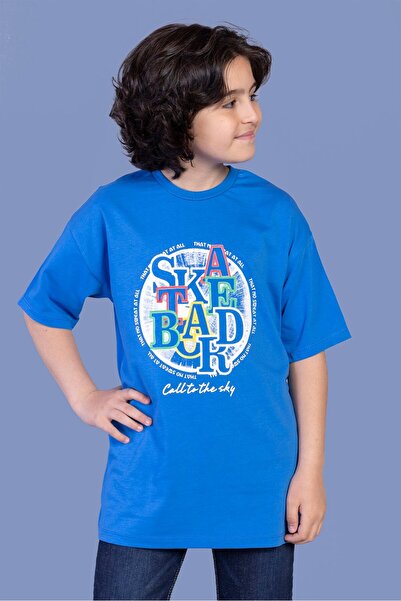 Toontoy تي شيرت للأولاد مطبوع بياقة دائرية وأكمام قصيرة