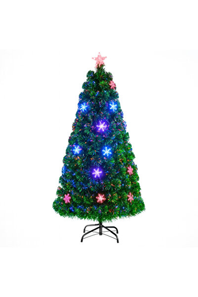 OferteTop Brad de Crăciun Artificial cu Fibra Optică Multicoloră, LED-uri și Suport Metalic, 180cm