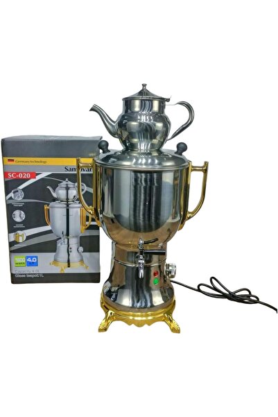 Generic Electric Samovar Tea Maker 4L 1800W Stainless Steel with Gold Accents (SC-020)