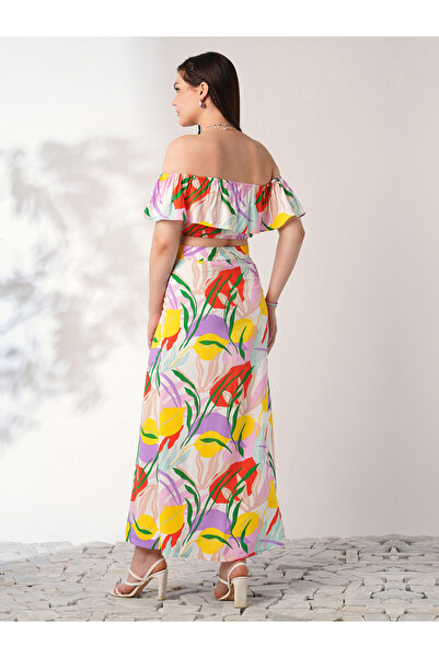 Globus By Styli Floral Print Crop Top and Maxi Skirt Co-ords