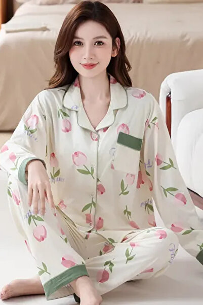 Muchmy Floral Womens Pajama Set Loungewear Relax Casual Top And Bottom Pajama