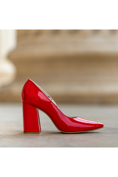 OEM Women's Shoes With Thick Heels Victoria Red Lacquer - 35