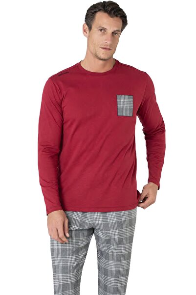 Pierre Cardin Men's plaid cotton pajama set, 100% cotton, long sleeve straight leg