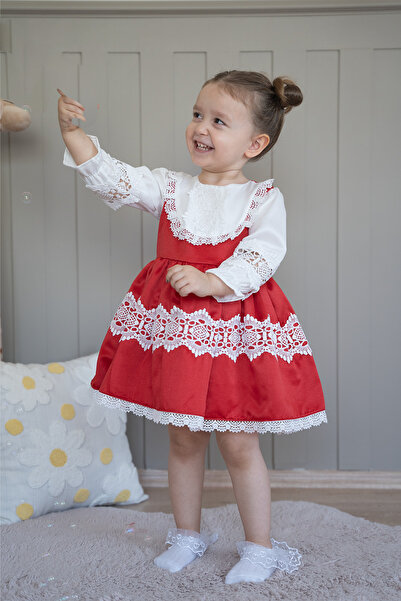 ALYRA Дълга ръкавна винтидж рокля от сатен за момиченца, подходяща за рожден ...