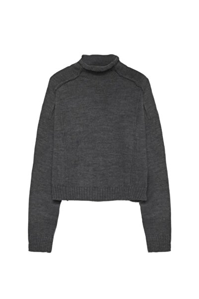 Quzu Omuz Detaylı Triko Antrasit