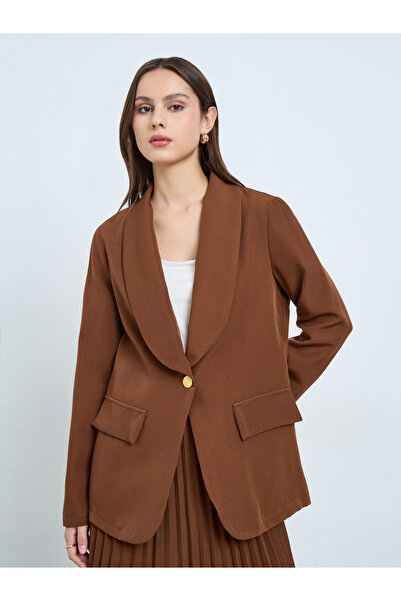 Take Two By Styli Brown Lapel Blazer and Pleated Skirt Co-ords