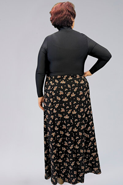 BNZ TEKSTİL Pieced Long Prayer Skirt, Viscose Flowered 8 Pieces Long Women's Skirt